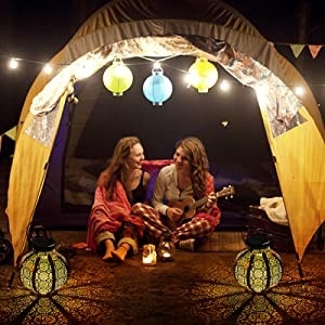 3500K大きい屋外の太陽ランタンはレトロの掛かる太陽ランプに金属をかぶせる