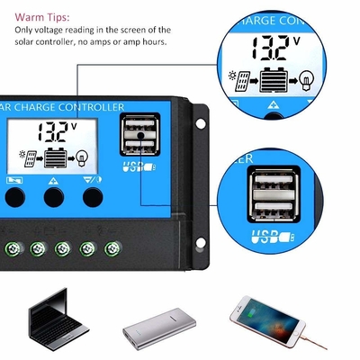 LCD表示の太陽コントローラーの調整装置12V/24V 60A 50A 40A 30A 20A 10A PWM USB 5V